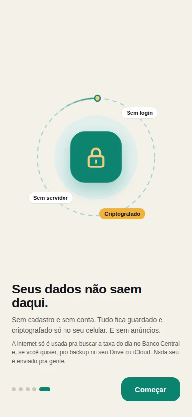 Tela: Seus dados não saem daqui